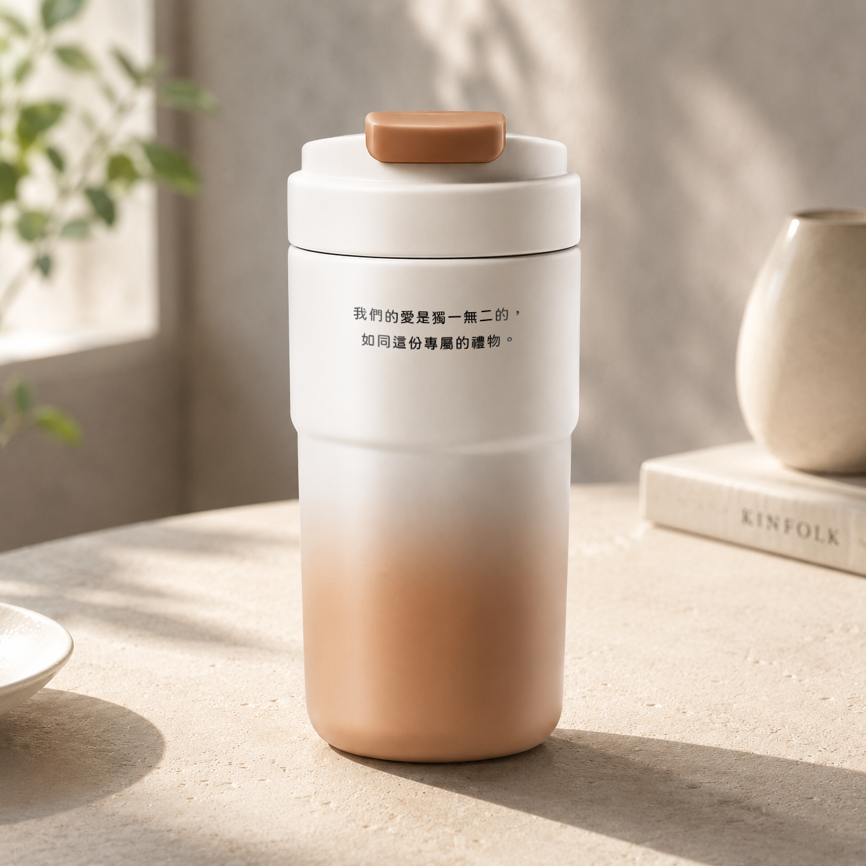 客製化隨行杯禮物|漸層質感設計|550ml雙層不鏽鋼陶瓷|送禮推薦