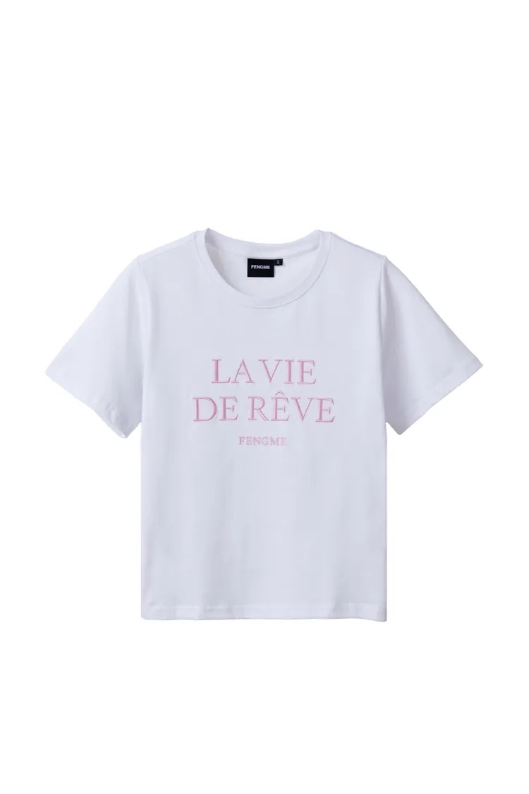 “LA VIE DE RÊVE” Short Sleeve Top - White
