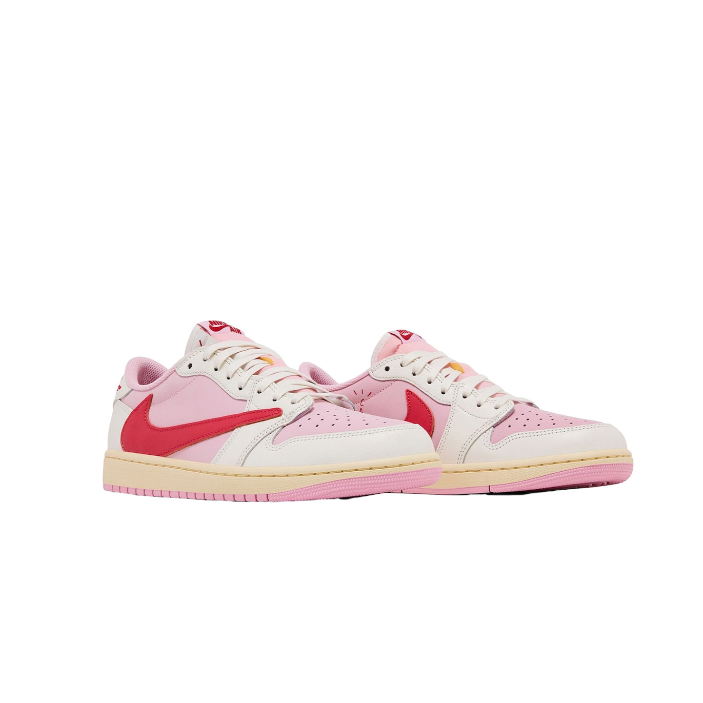 -(A9cd)-TRAVIS SCOTT X AIR JORDAN 1 RETRO LOW OG 倒勾 白粉 紅勾"SAIL TROPICAL PINK"-IQ7604 101