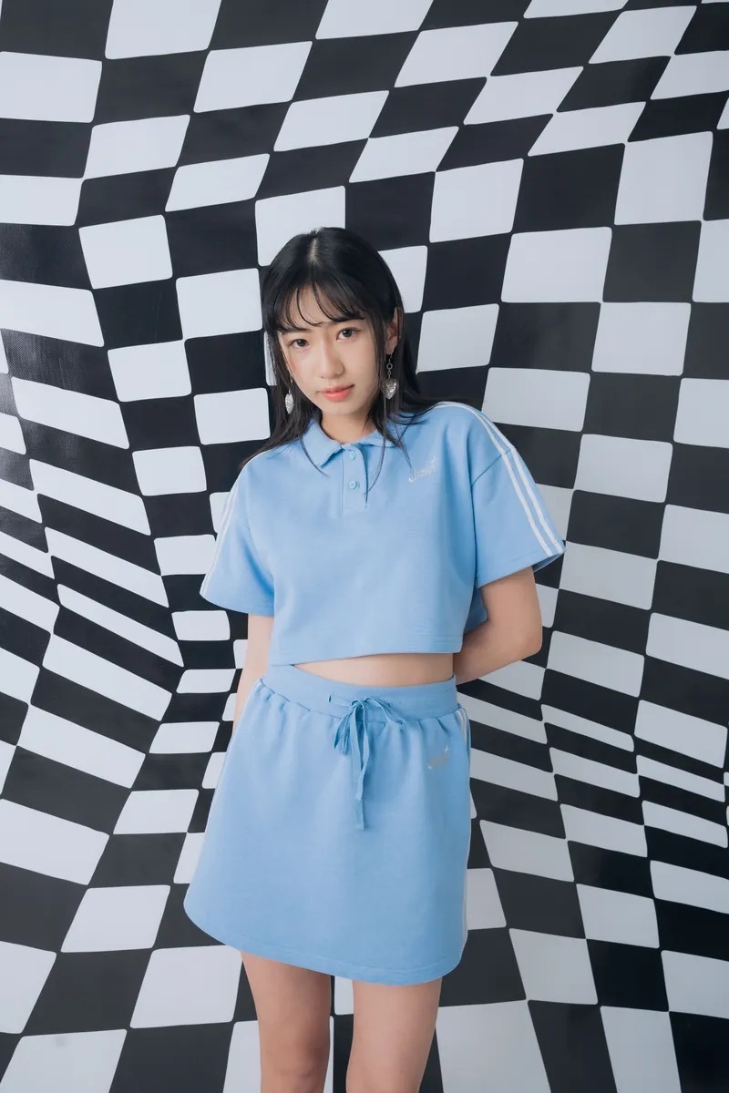 Butterfly A-line Skirt - Light Blue