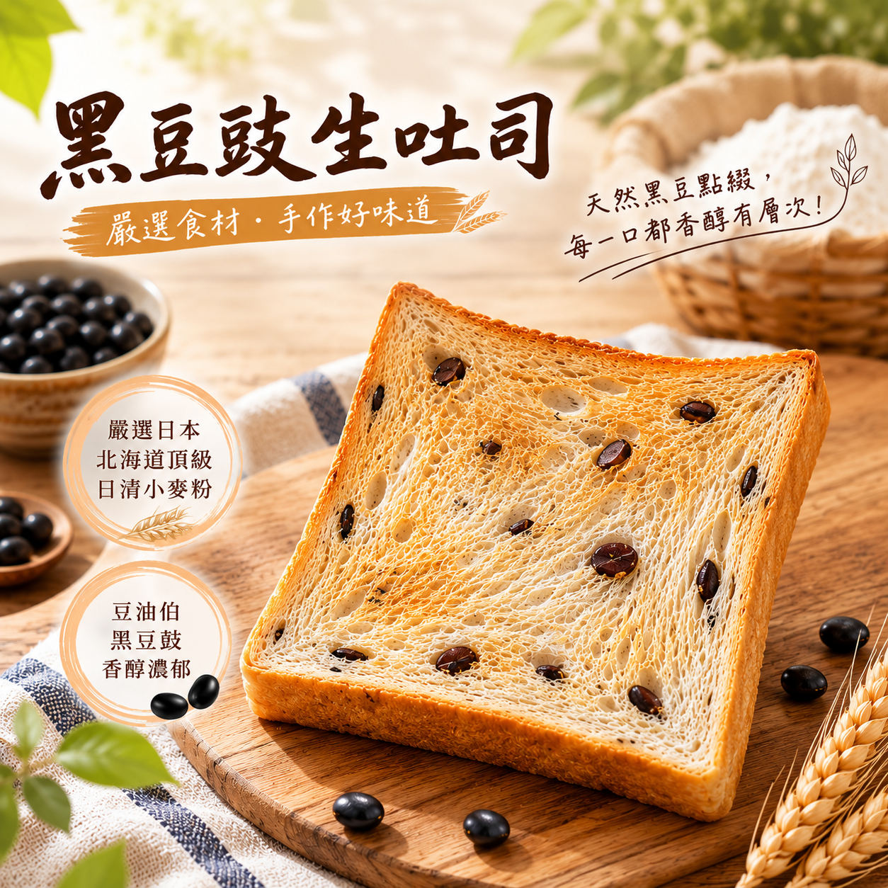 【奶茶團長團購｜冷凍專區】 ★★ 豆油伯黑豆豉生吐司｜鹹香濃郁・柔軟生吐司