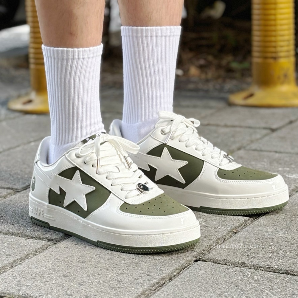 A BATHING APE  綠藍 白底 休閒 運動鞋 OLIVE DRAB/NAVY 兩色 男鞋 1K80191306
