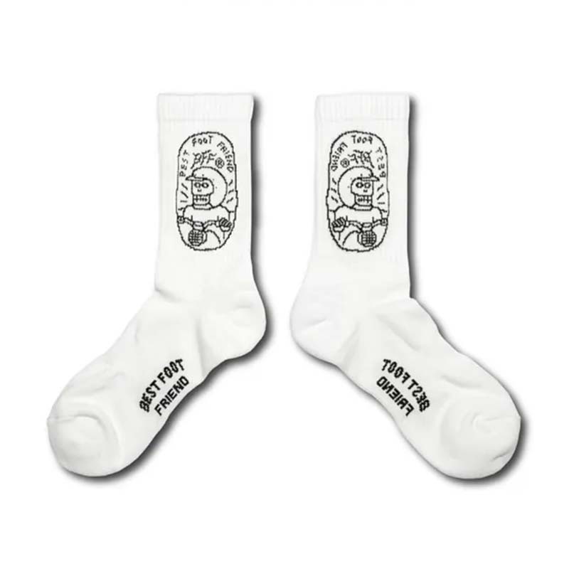 BFF Motorcycle Rider White 骷髏騎士 白色 中筒襪  BFF-01 [台灣現貨]