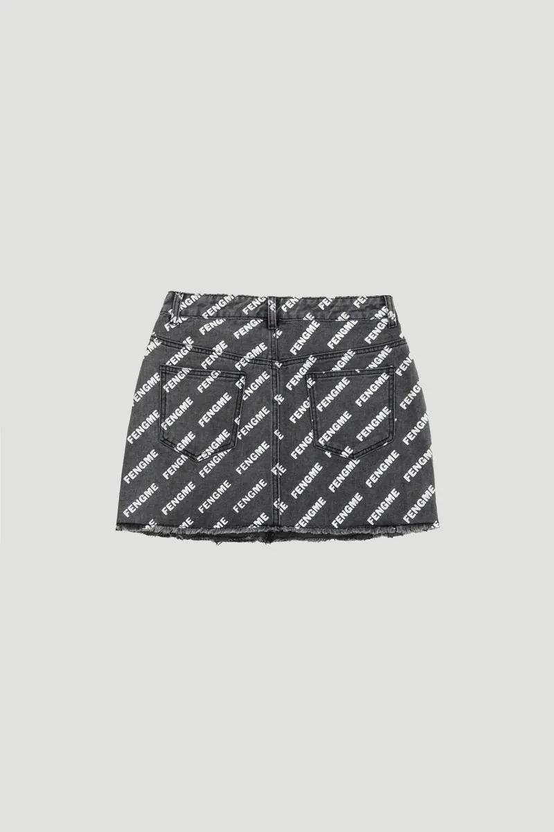 Monogram Logo Denim Mini Skirt