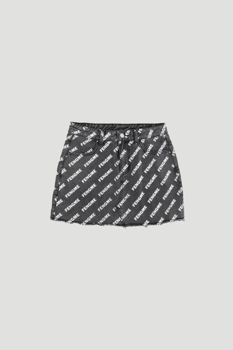 Monogram Logo Denim Mini Skirt
