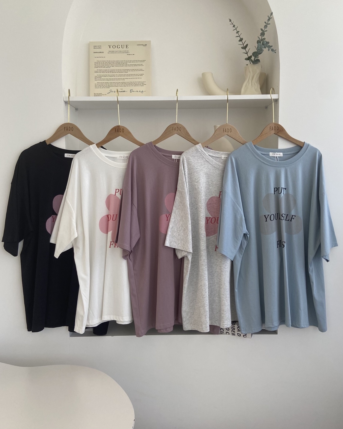 法朵Fado shop｜撞色花花字母oversize短T0215089 五色
