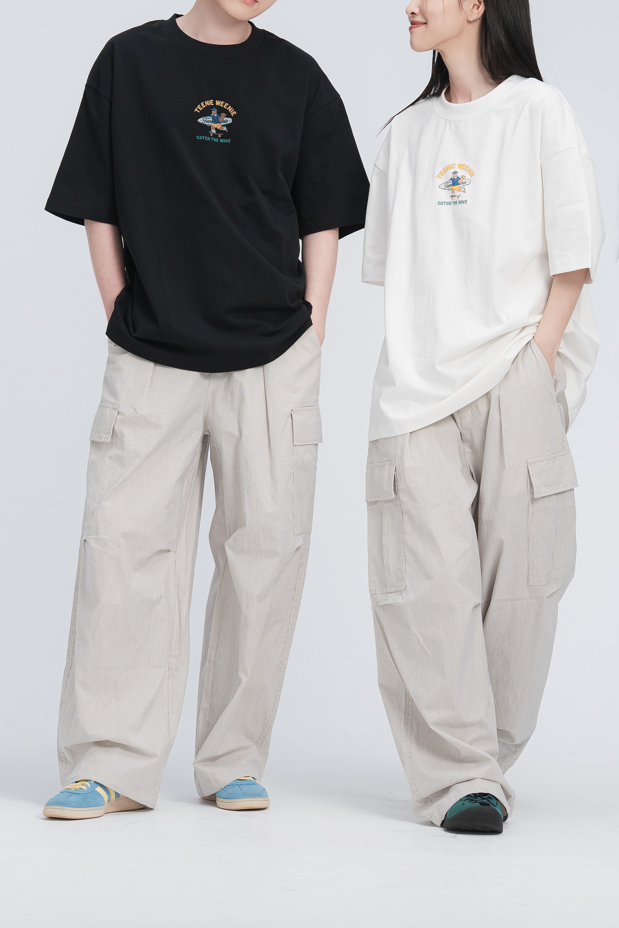 日常半鬆緊細條工裝長褲