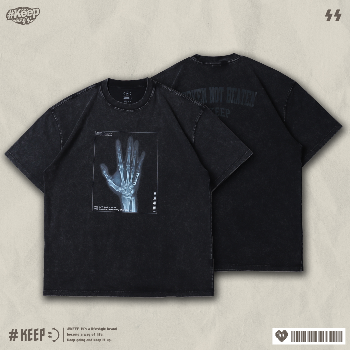 #KEEP WASHED X-RAY GRAPHIC TEE 黑色 印花 重磅 骨頭 X光片 水洗 短TEE【KS350】