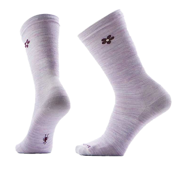 【Smartwool】女日著中長襪-小花 黑色、自然白、淺霧紫 / SW003042