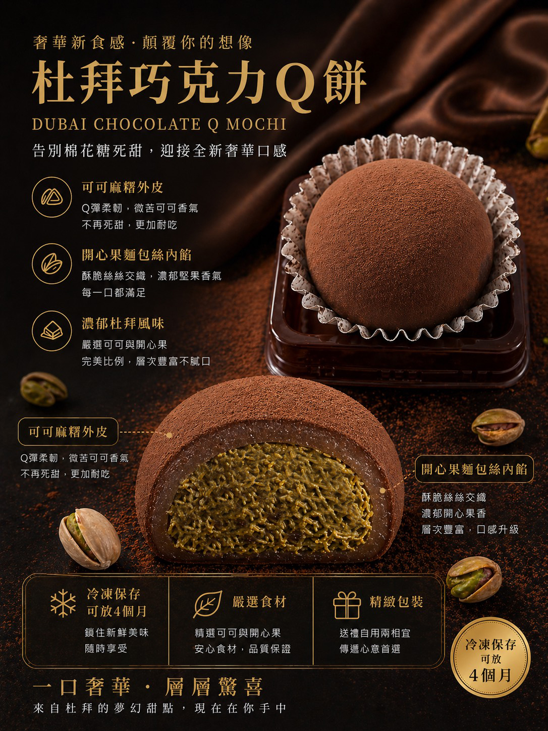 預購【06月17日(三)發貨】 人氣甜點💮杜拜巧克力Q餅 【50g±5%*6入/盒】