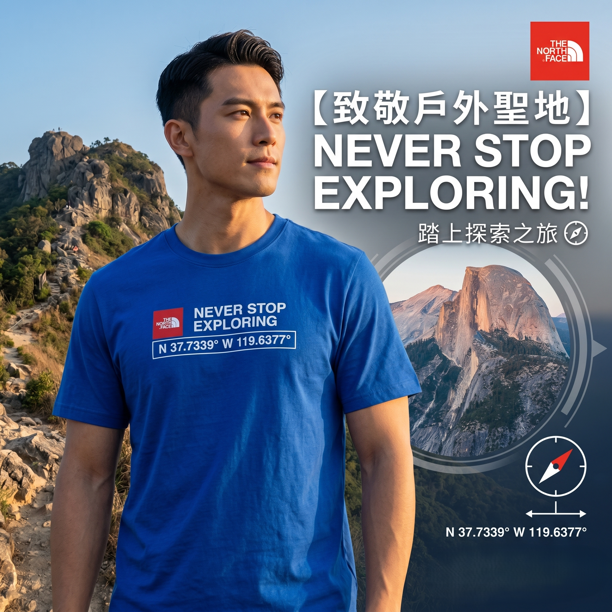 【預購】THE NORTH FACE H052708 印花短袖上衣 (寶藍色)