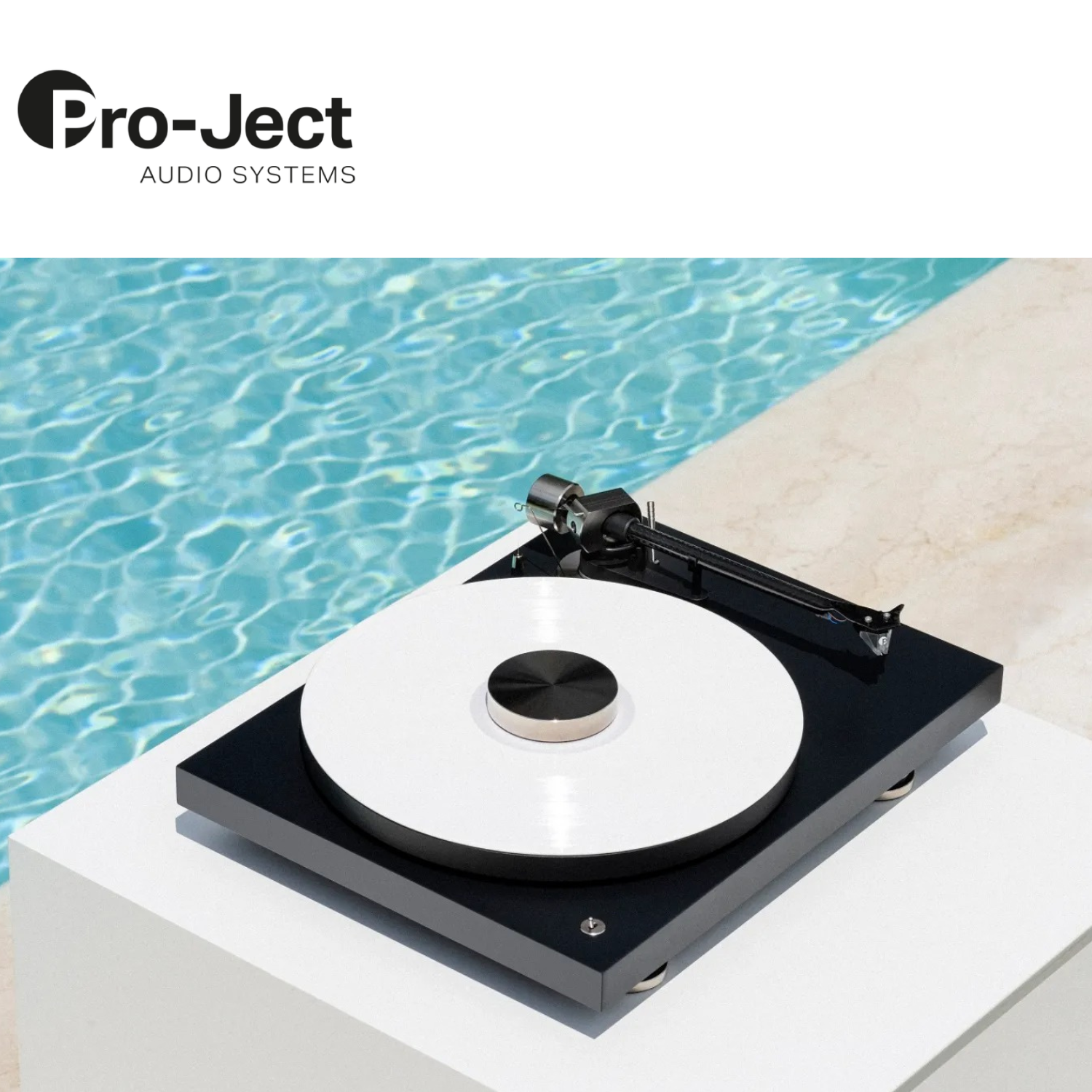 Pro-Ject Debut PRO B Turntable Black lifestyle poolside