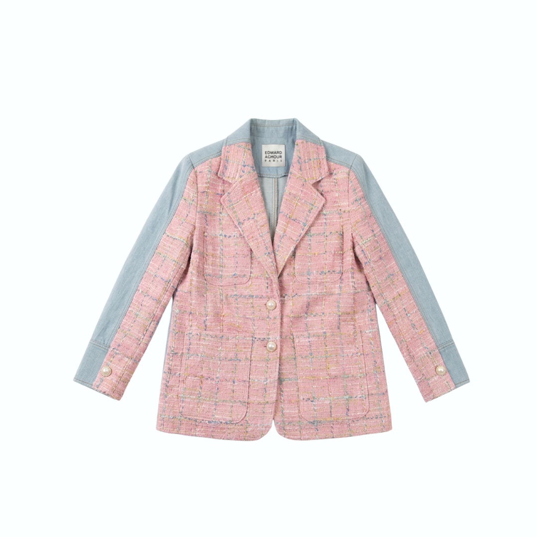 1EA0408-024 [EDWARD ACHOUR] Jacket Pink/Denim #100102/1002 (C-EU-E)