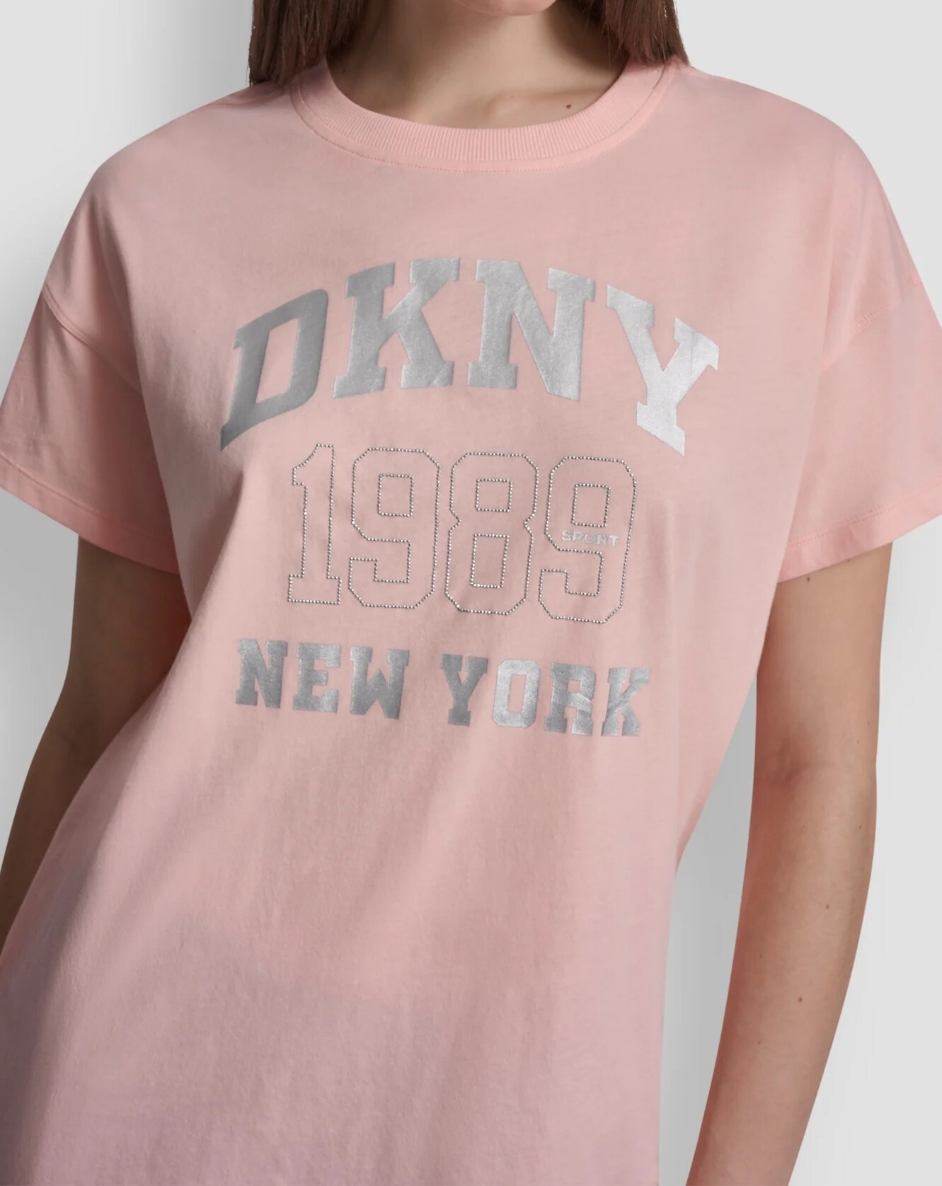 [S] DKNY PEACH SPRITZ 1989 LOGO RHINESTUD TEE, DP6T1580-ADD (SD1890)