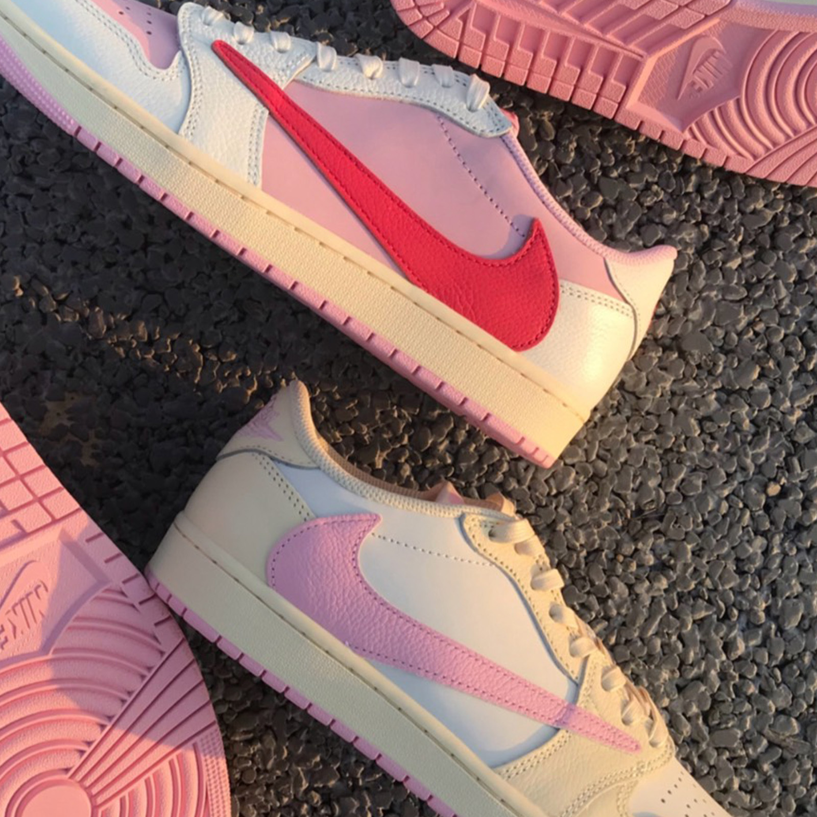 Travis Scott x Nike Air Jordan 1 Low OG 粉紅倒勾 Muslin Pink 粉色 Sail Tropical Pink 桃紅 倒鉤 IQ7604-100-101