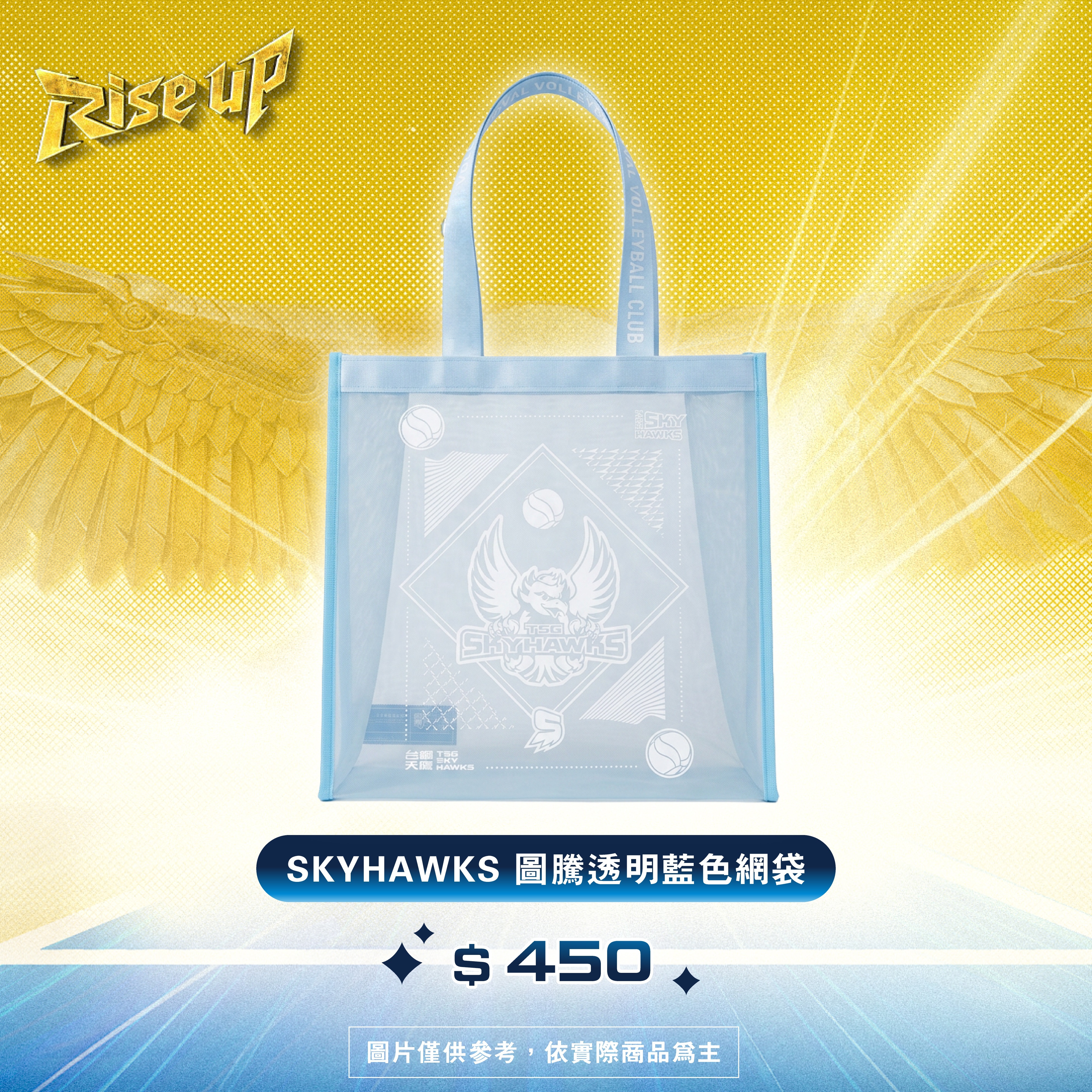 SKYHAWKS圖騰透明藍色網袋