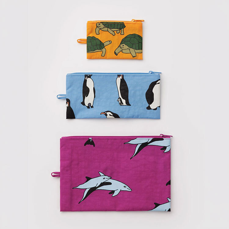 BAGGU Flat Pouch Set Vacation Animals