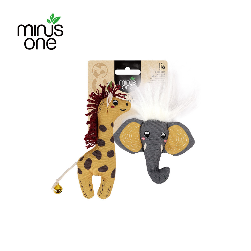 Minus One 邁樂思｜環保棉帆布 - 長頸鹿與大象 (貓玩具)