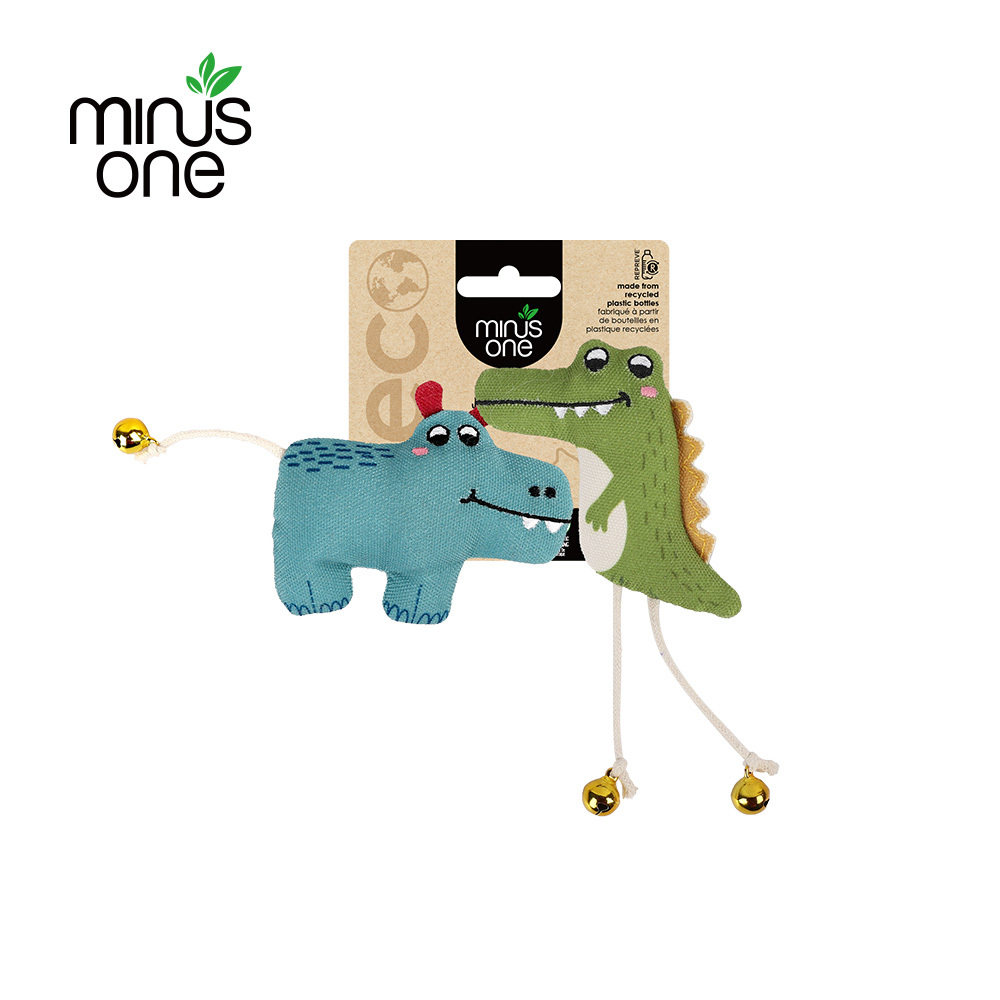 Minus One 邁樂思｜環保棉帆布 - 鱷魚與河馬 (貓玩具)