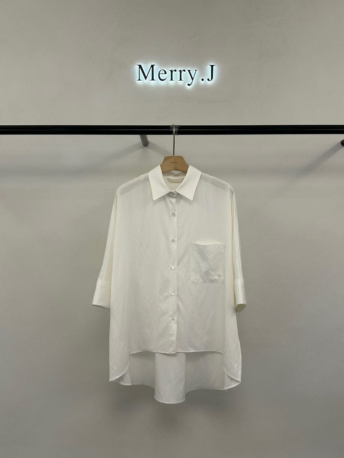 MJ6208 前短後長7分袖襯衫