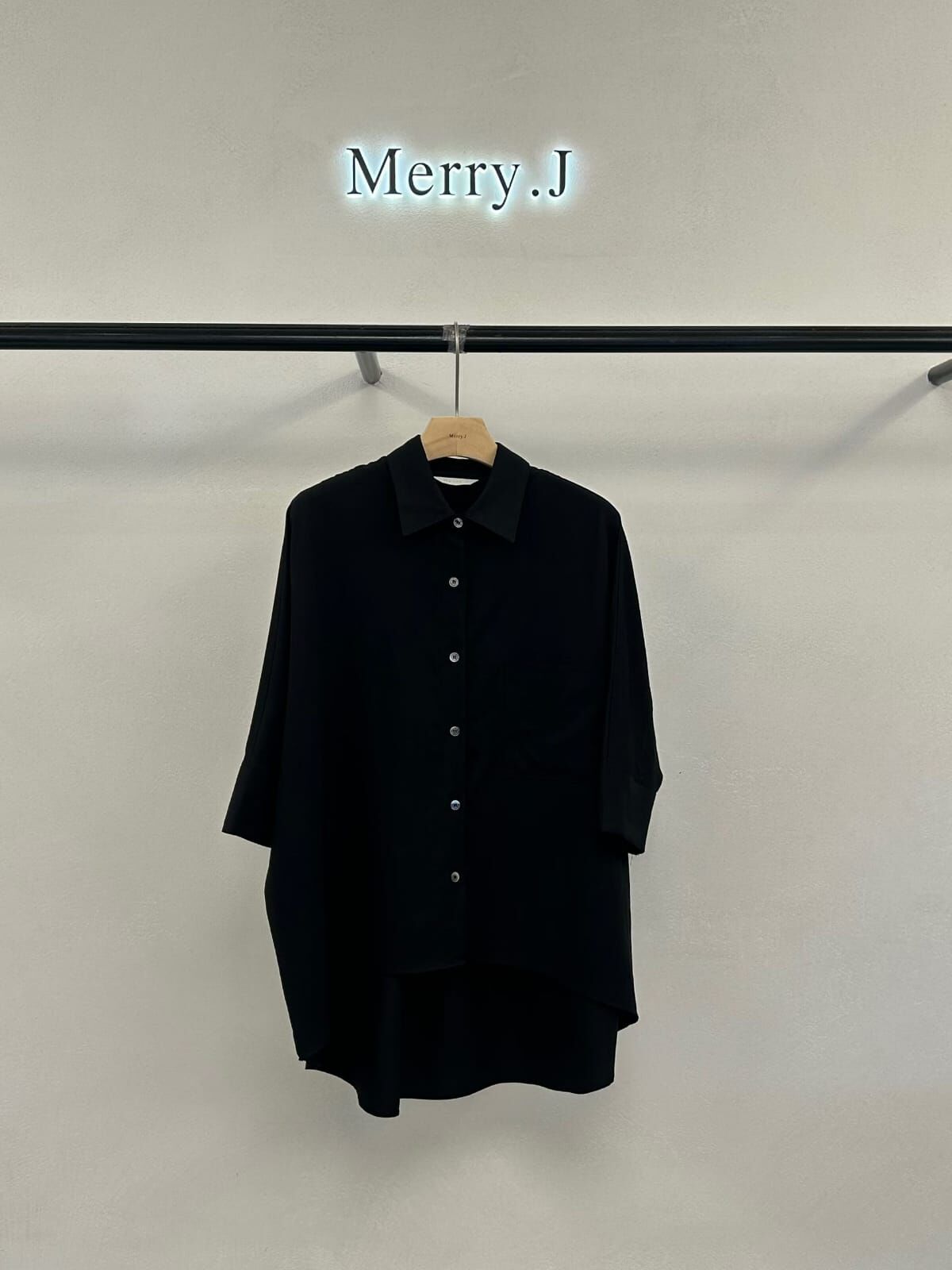 MJ6208 前短後長7分袖襯衫