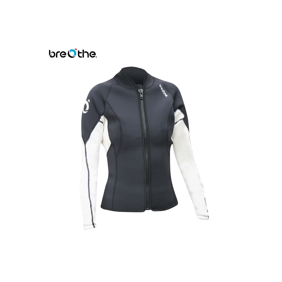 水呼吸Breathe  女款2.5mm超彈性防寒上衣 黑/白 26-W-JK-HF1