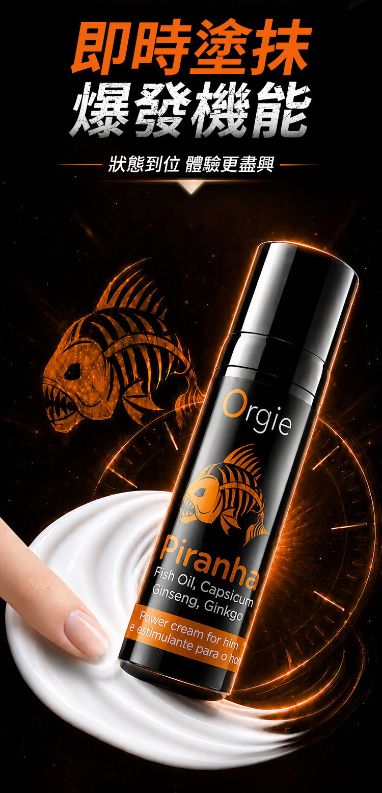 Orgie - Piranha 蠻牛 男士熱感酥麻能量增強膏 15ml