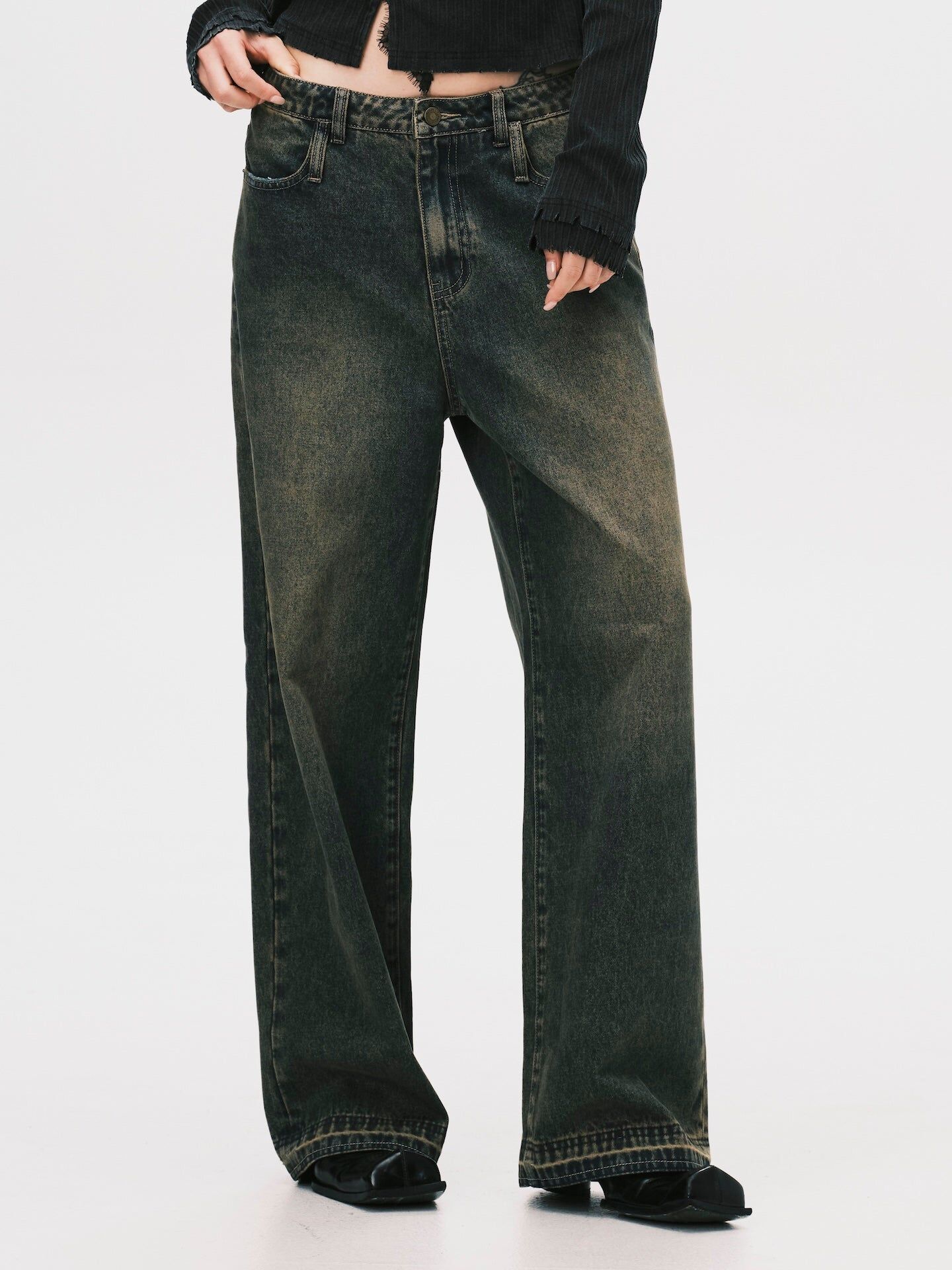 ANOWHEREMAN｜Washed Denim Jeans Brown (Women)