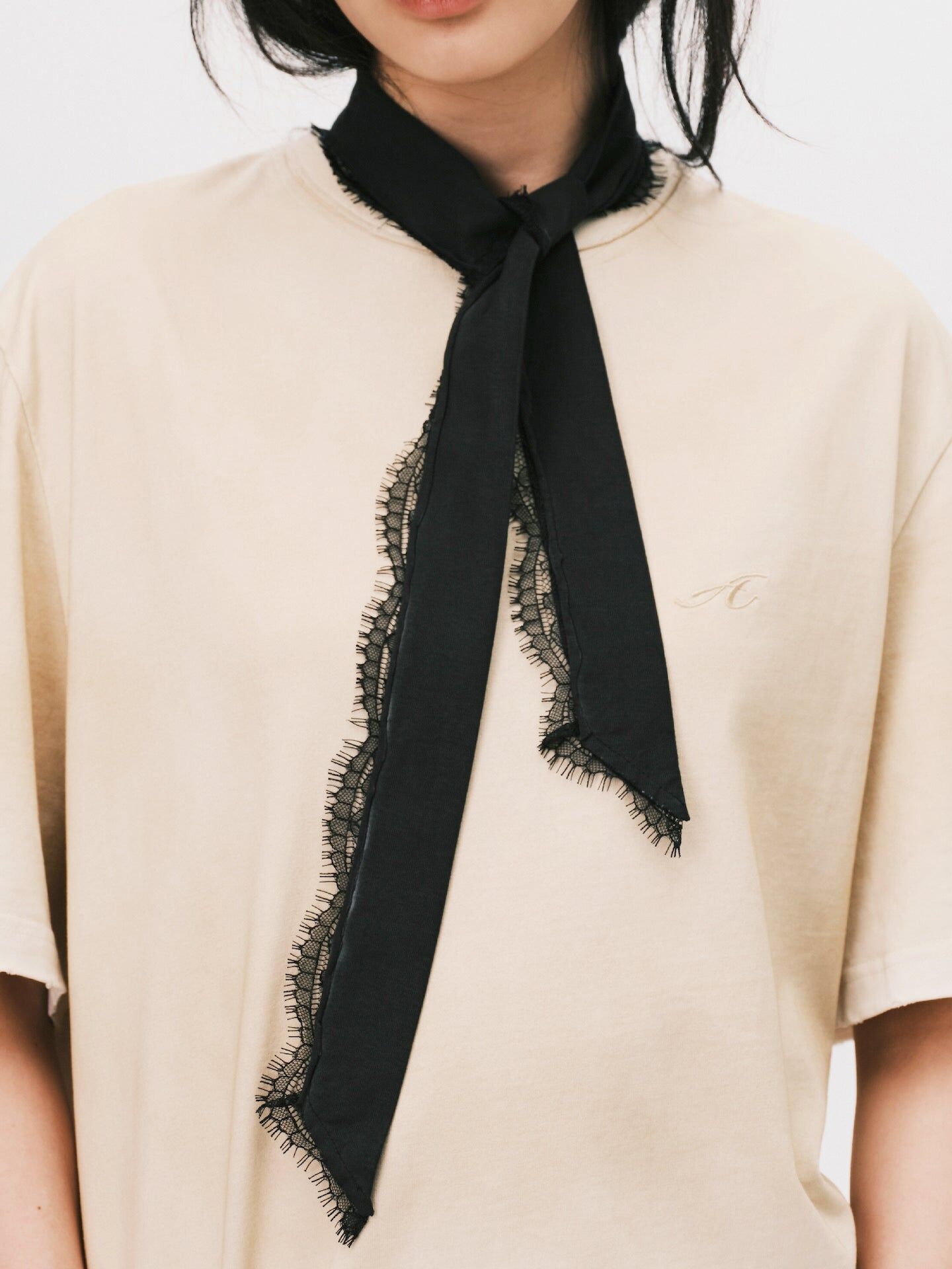 ANOWHEREMAN｜Lace Washed Scarf Black (Women)