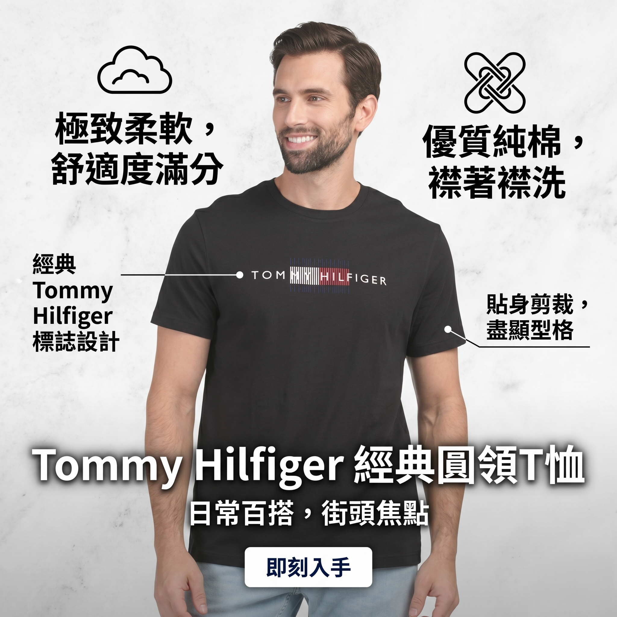 【預購】TOMMY HILFIGER H052704 男裝旗幟刺繡上衣