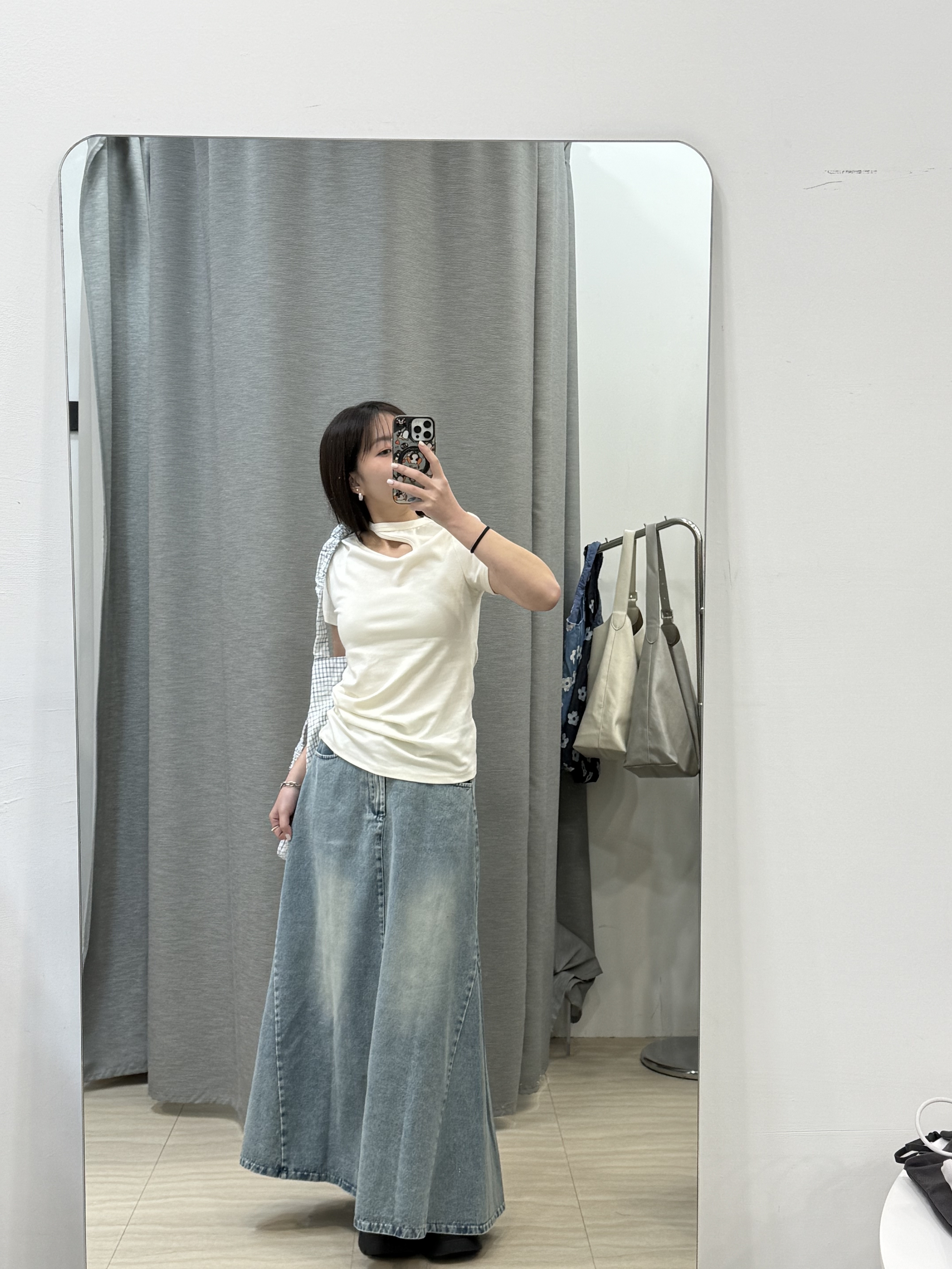 後鬆緊魚尾牛仔裙