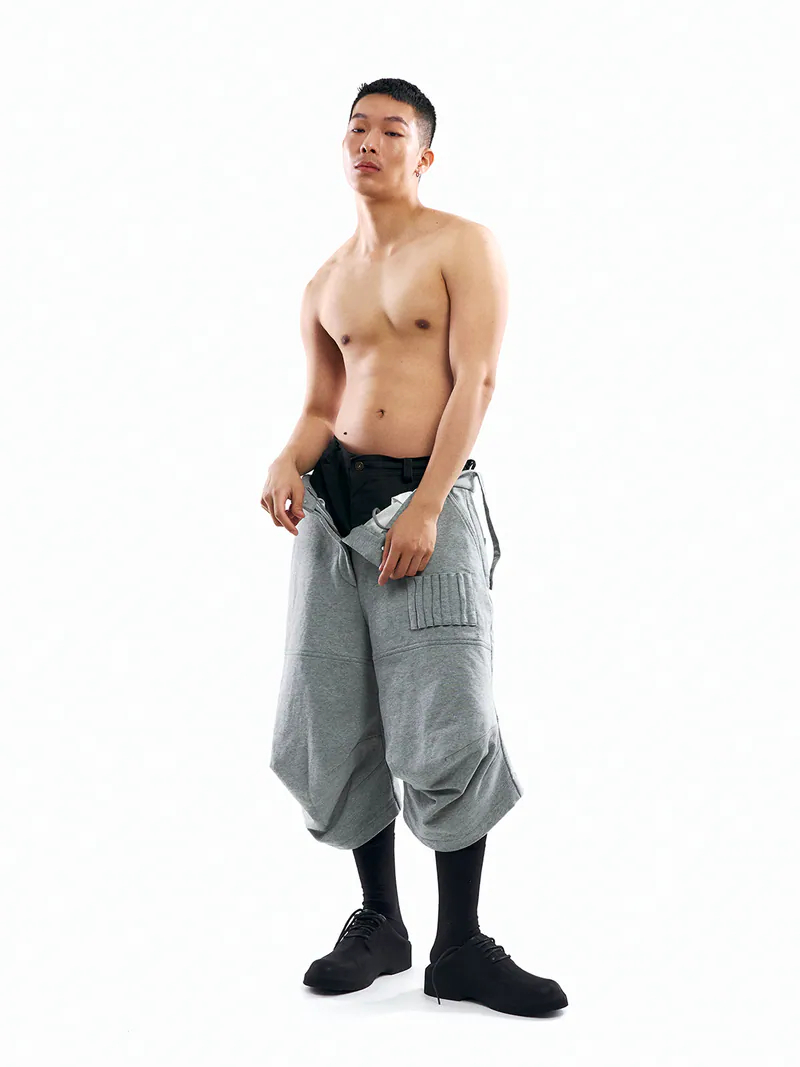 Enclave｜3D Cutting “Calla” Sweat Shorts (Gray)