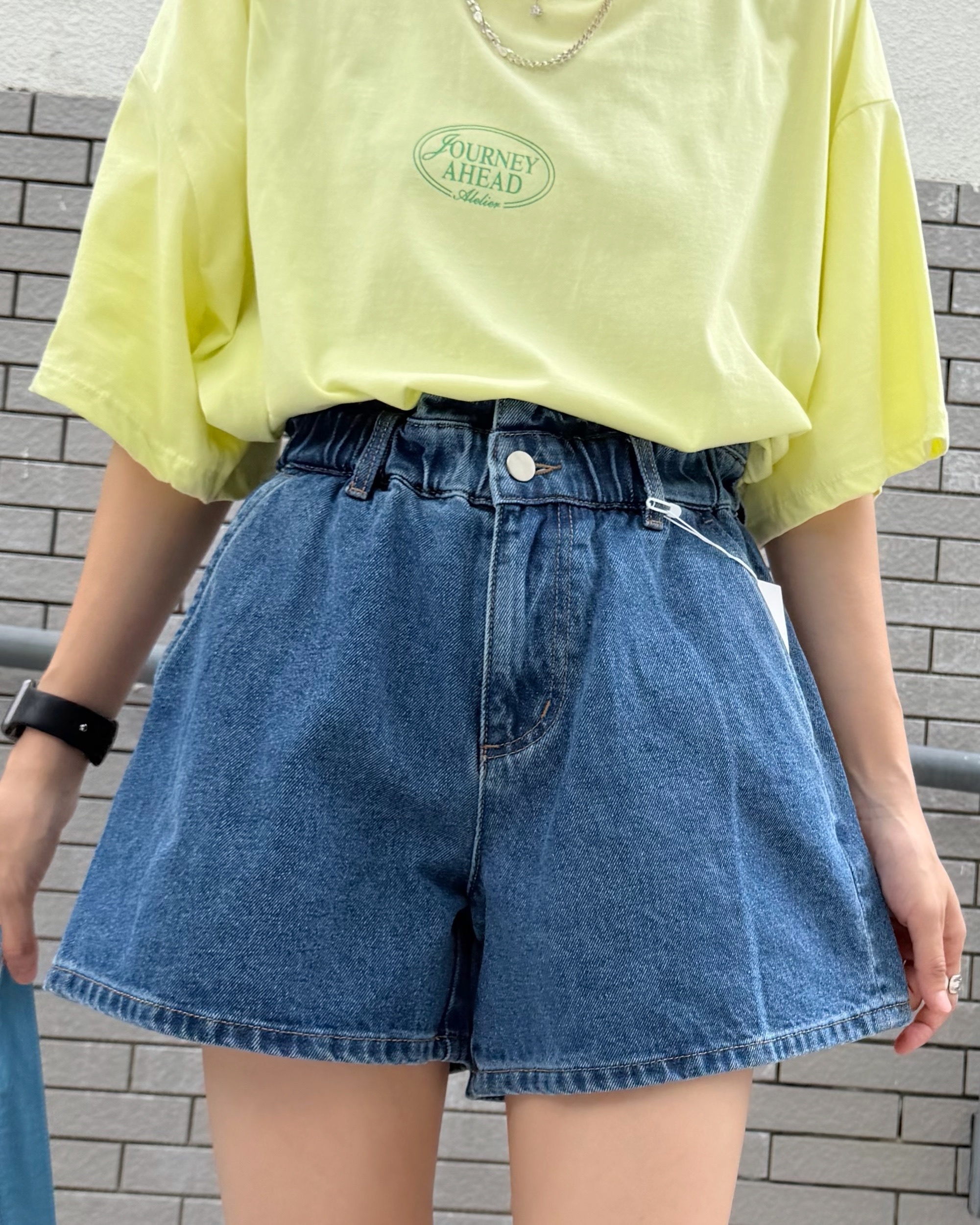 6月新品♥高腰洗水A line短牛[全橡筋腰]