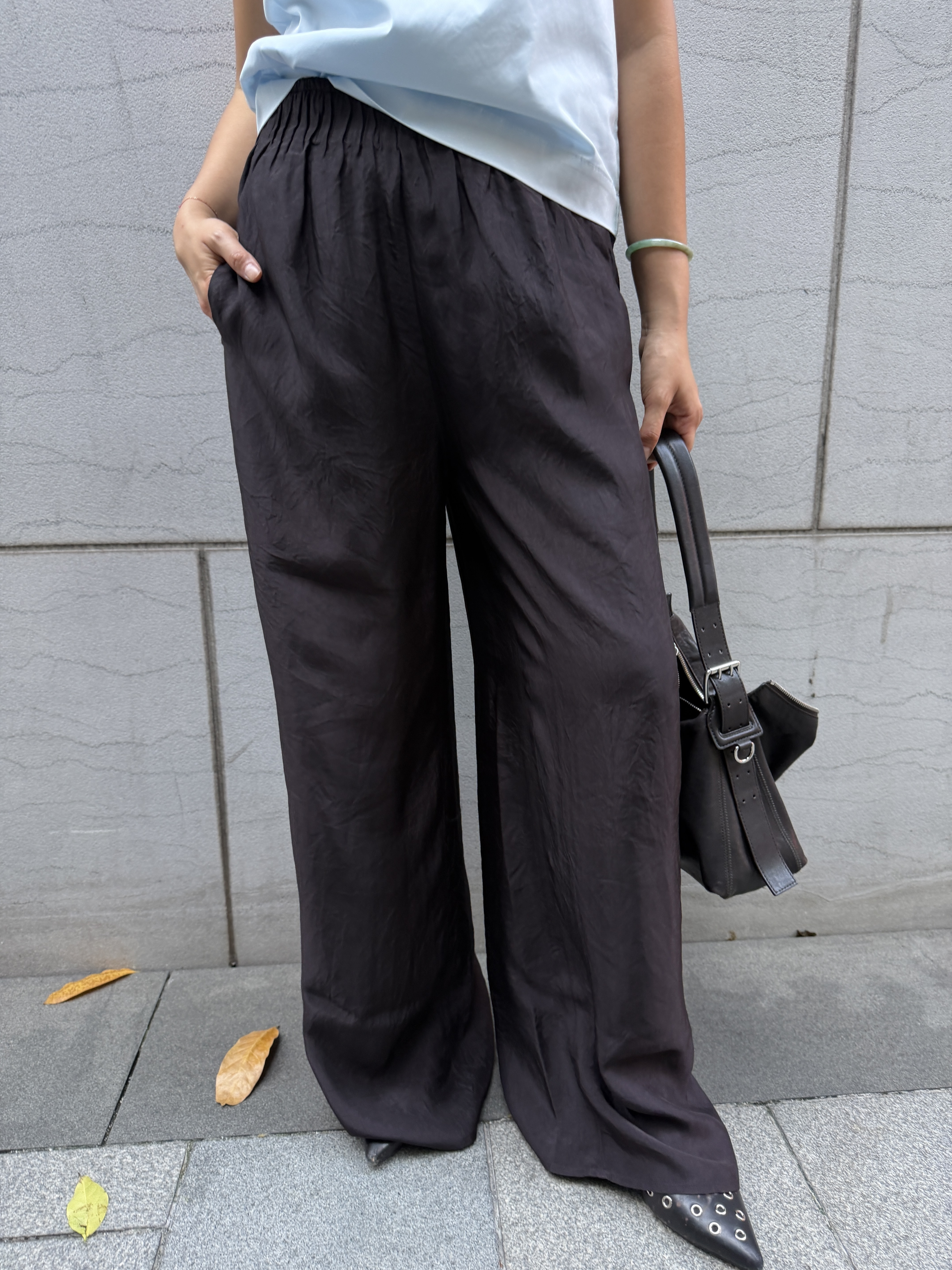 PDD Collection satin elastic trousers