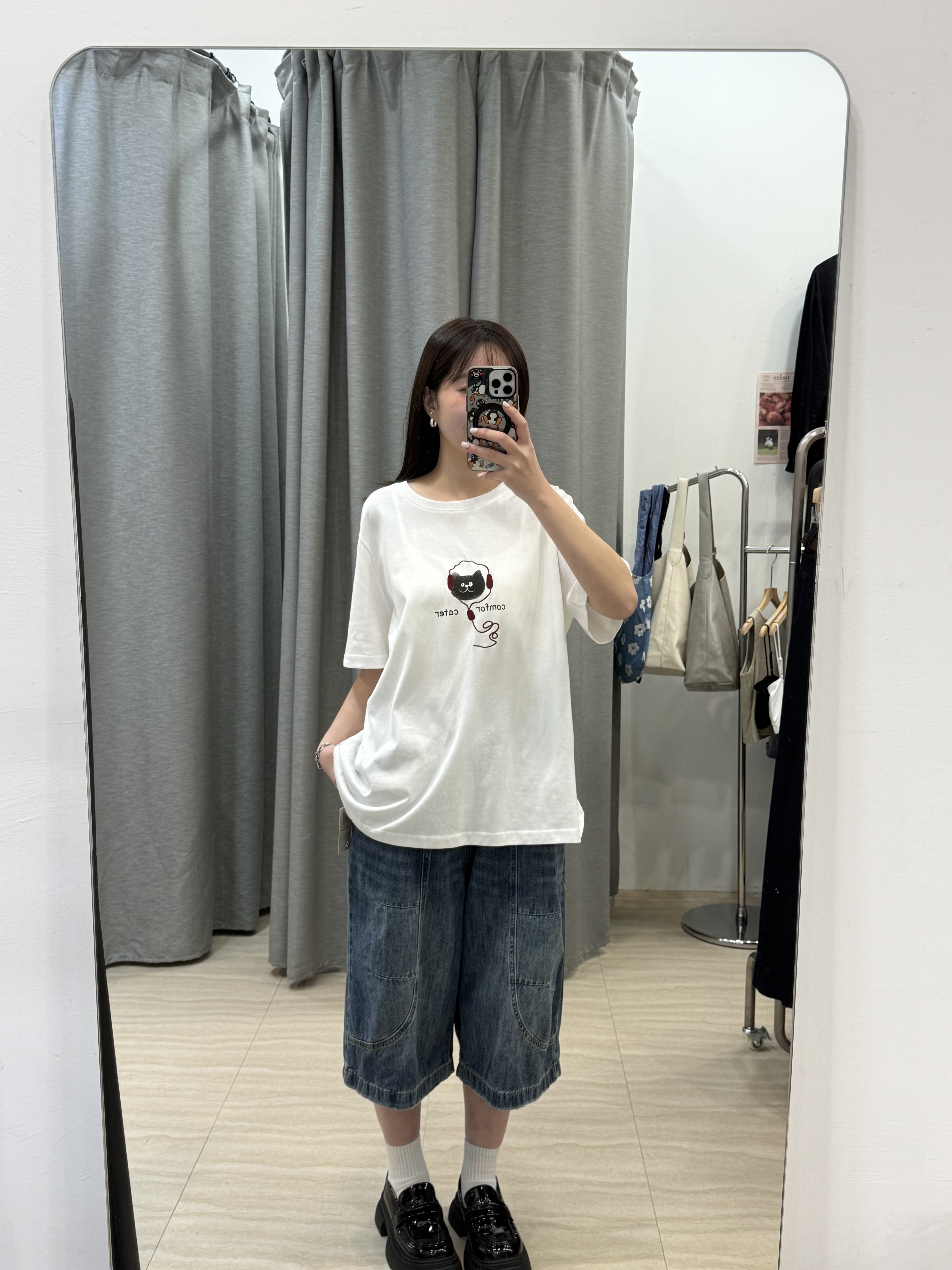 全鬆緊牛仔七分褲