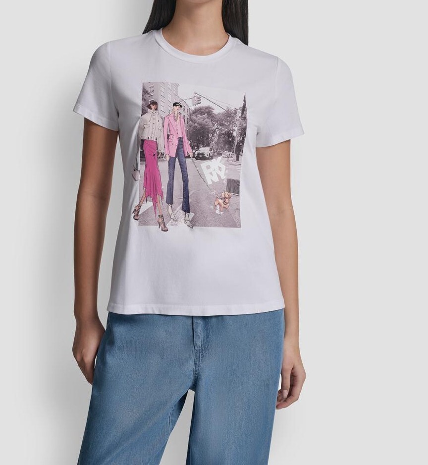 [S] DKNY WHITE BLEECKER ST CONVERSATIONAL GRAPHIC TEE, P61MRWNA-WHT (SD1903)