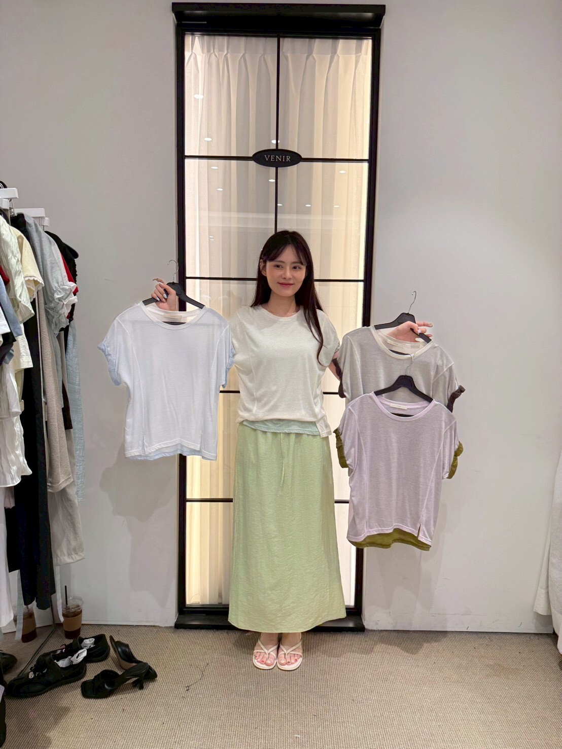VR6211 撞色橡筋皺皺Tee