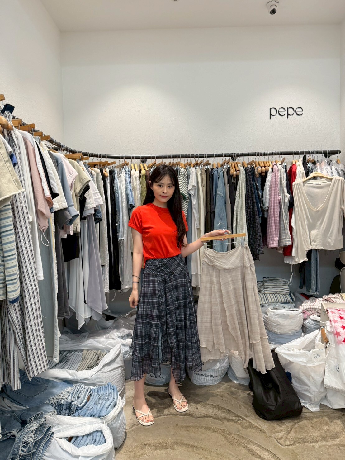 AP6241 不規則格紋長裙