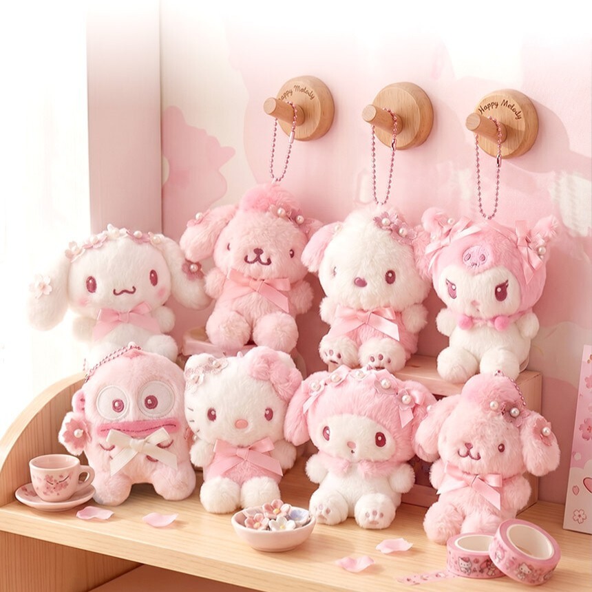 韓國 Sanrio 粉紅珍珠櫻花造型 公仔匙扣