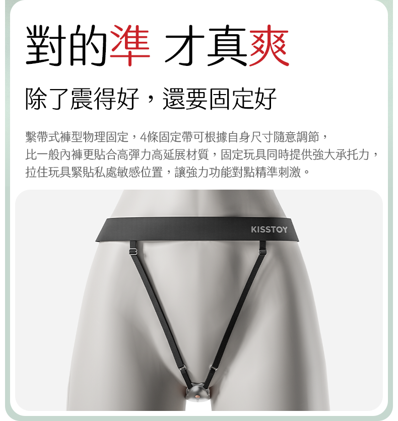 Kisstoy 迷路 手機遙控穿戴震蛋完美貼合，詳細解構四條固定帶的調節設計，提供超越一般內褲的強大承托力。