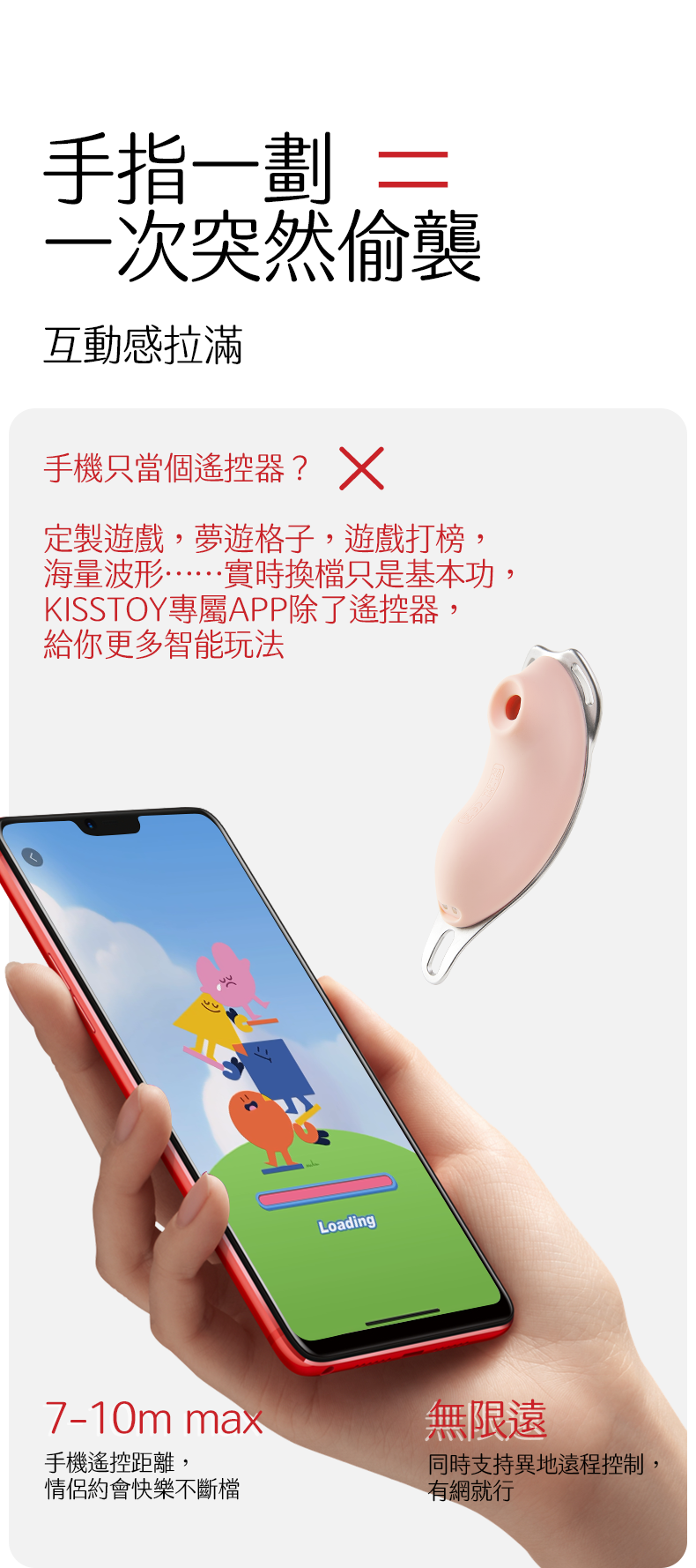 Kisstoy 迷路 手機遙控穿戴震蛋智能玩具，強調專屬APP的互動感，不只是遙控器，更提供定製遊戲與海量波形。