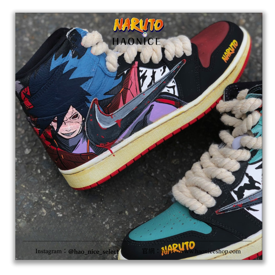 【HAO NICE】客製🎨Air Jordan 1  Retro High OG x 火影忍者⚡️宇智波斑 鴛鴦色 漫畫風 高筒籃球鞋 假一賠十 配合legit 驗貨