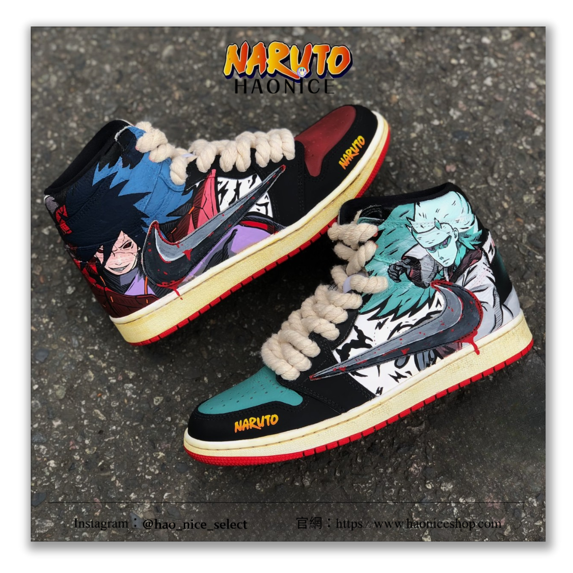 【HAO NICE】客製🎨Air Jordan 1  Retro High OG x 火影忍者⚡️宇智波斑 鴛鴦色 漫畫風 高筒籃球鞋 假一賠十 配合legit 驗貨