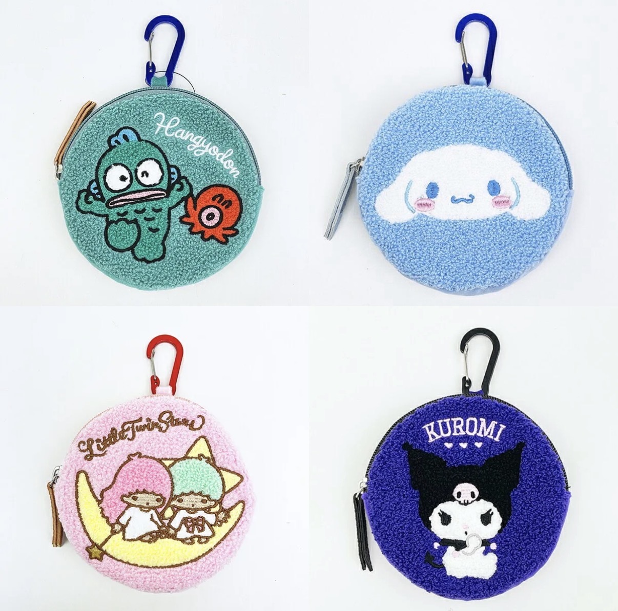 【5折優惠】JP Sanrio 毛巾刺繡圓形散子包 快扣 4571 TK260527