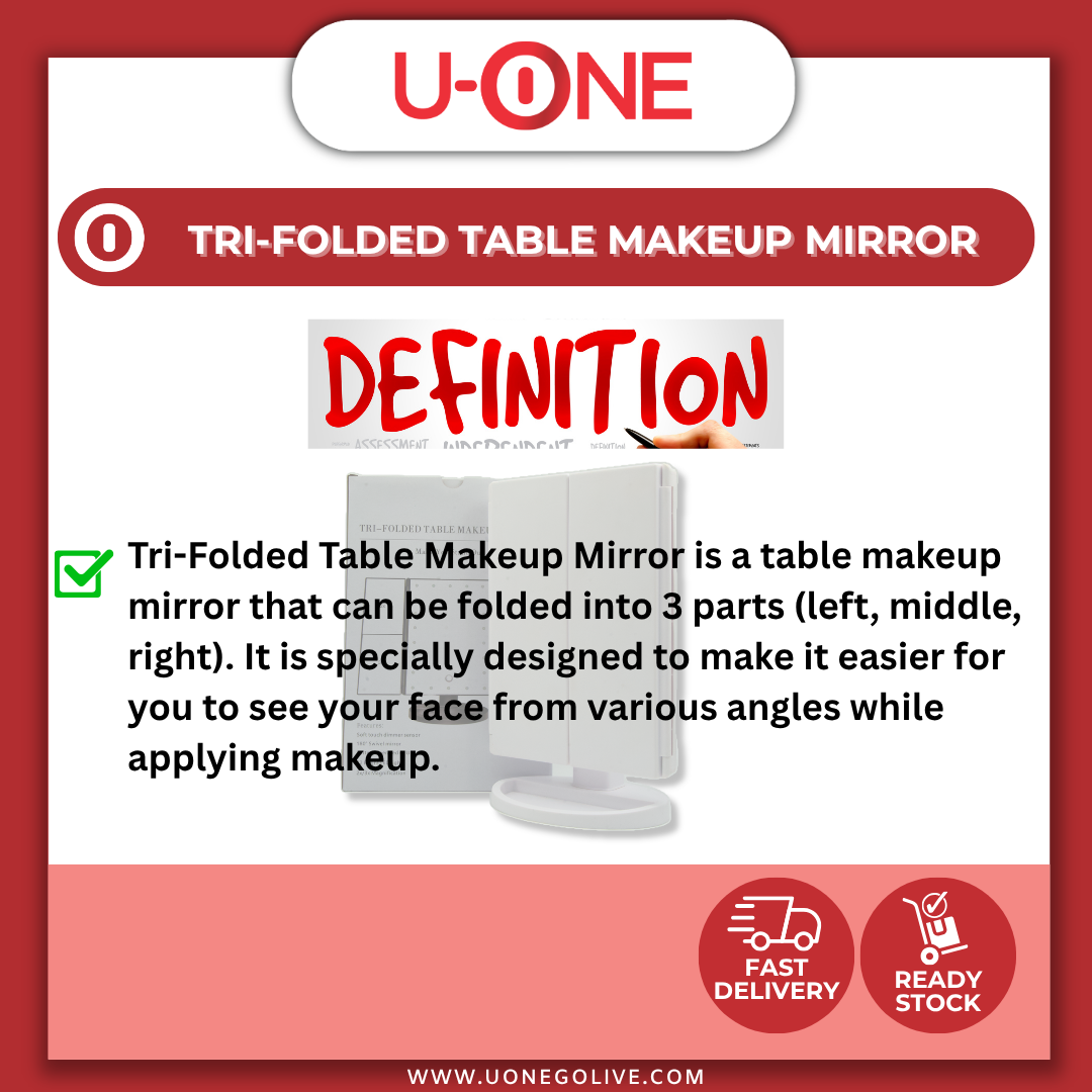U-ONE | China | Tri-Folded Table Makeup Mirror With Touch Screen
