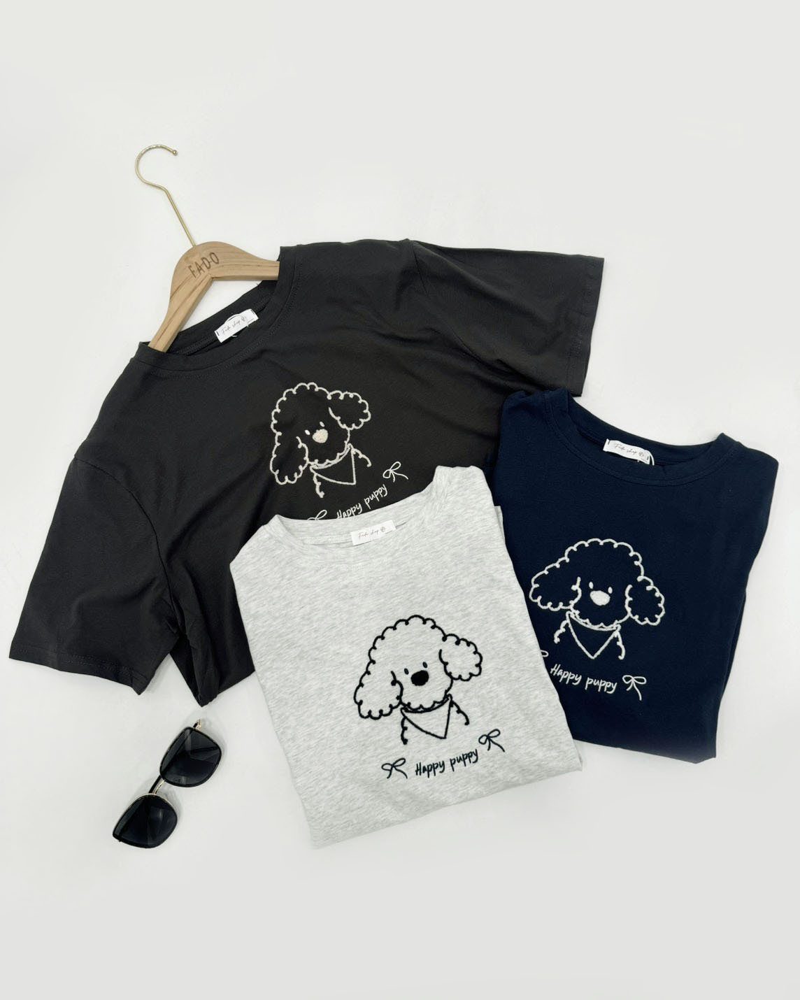 法朵Fado shop｜汪星人報到！蝴蝶結小狗短T 0215147 三色