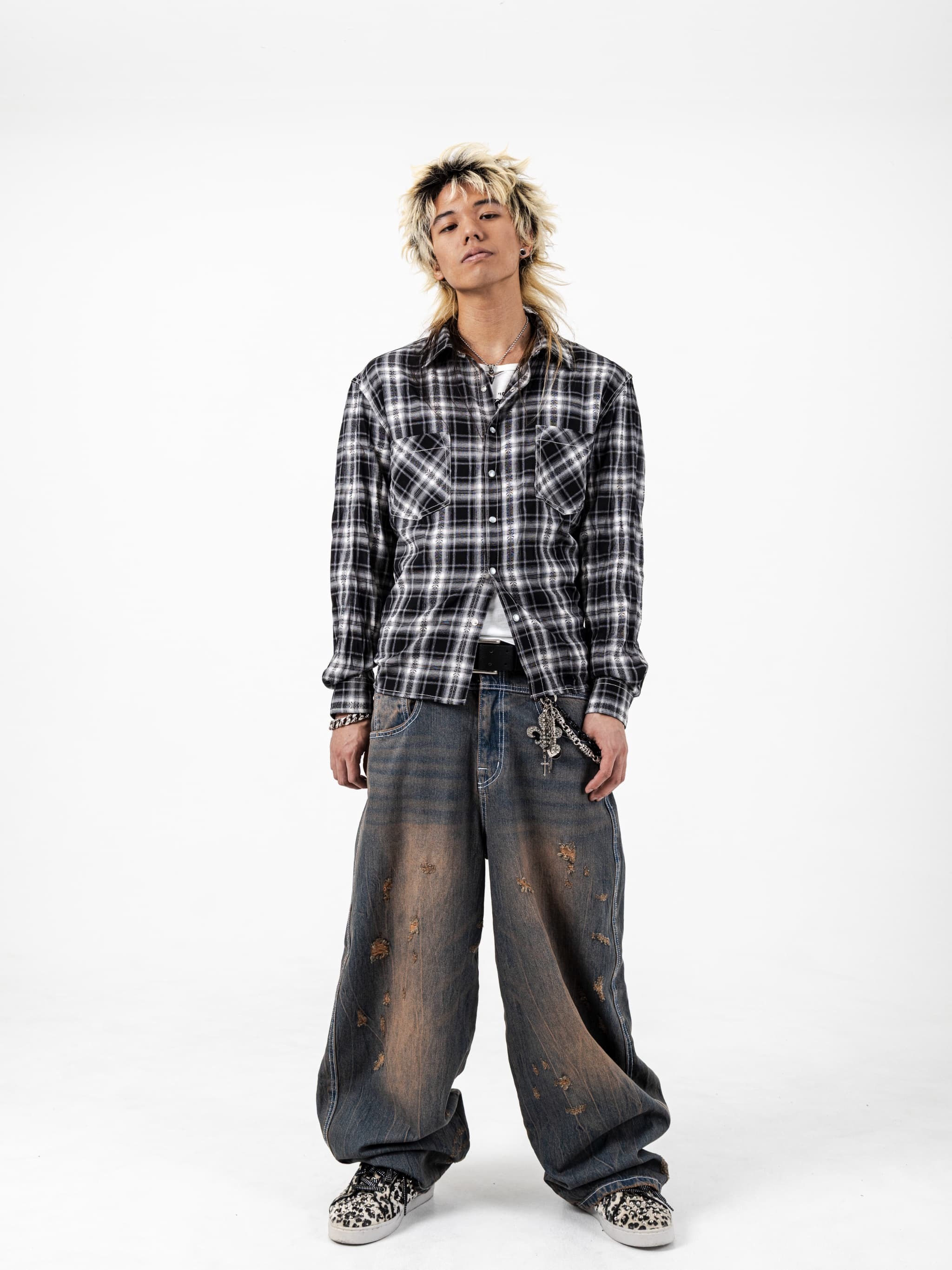 Rhinestone Checked Shirt