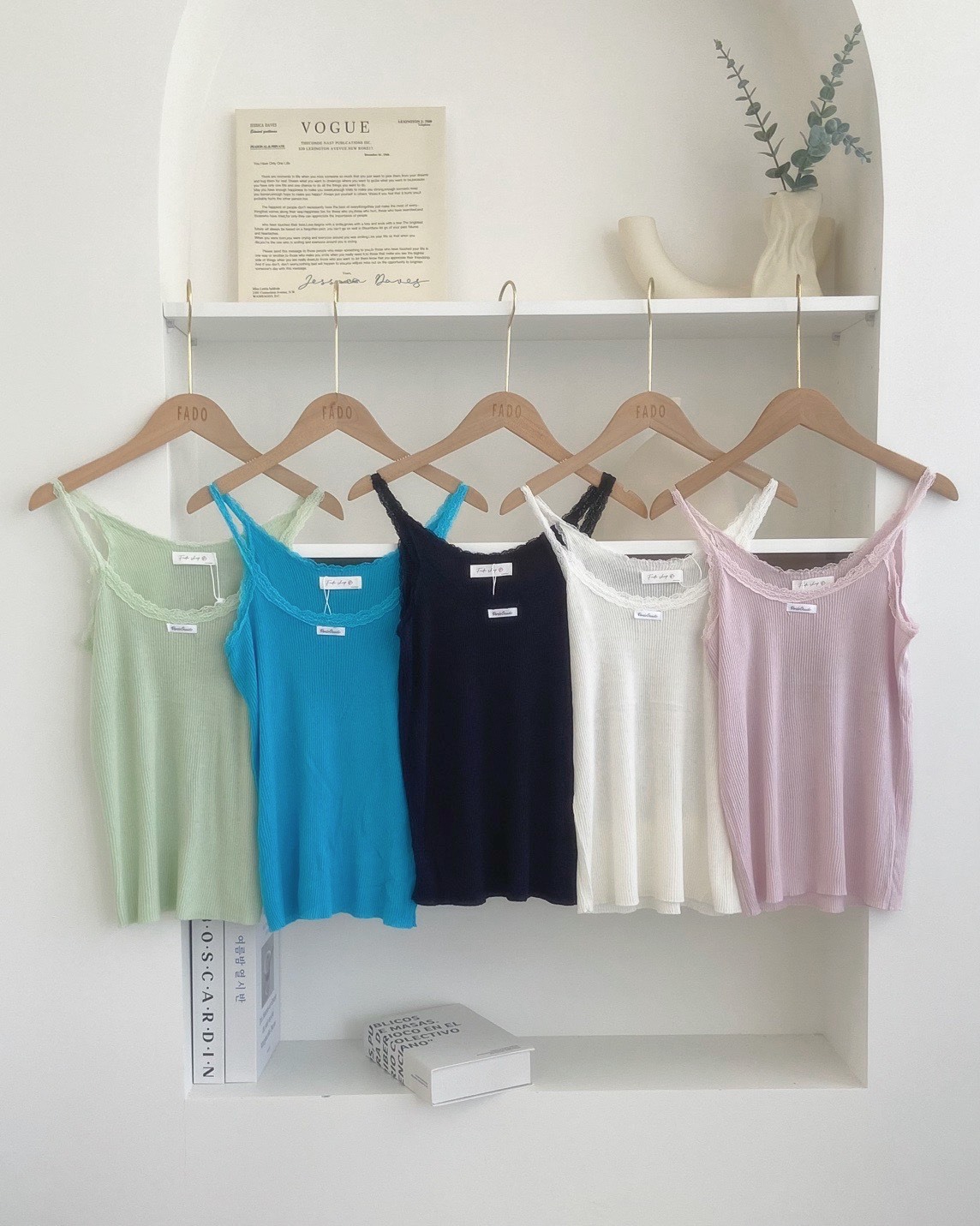 法朵Fado shop｜羅紋小標籤蕾絲背心 1105005 五色