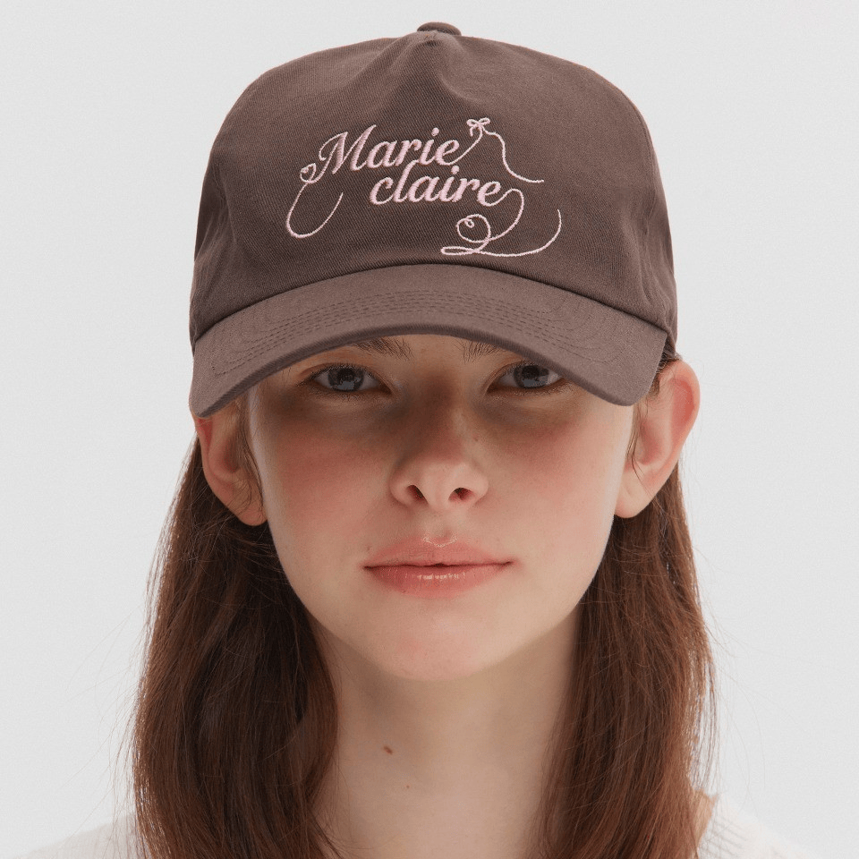 marie claire｜Script Embroidered Ball Cap [2 colors]