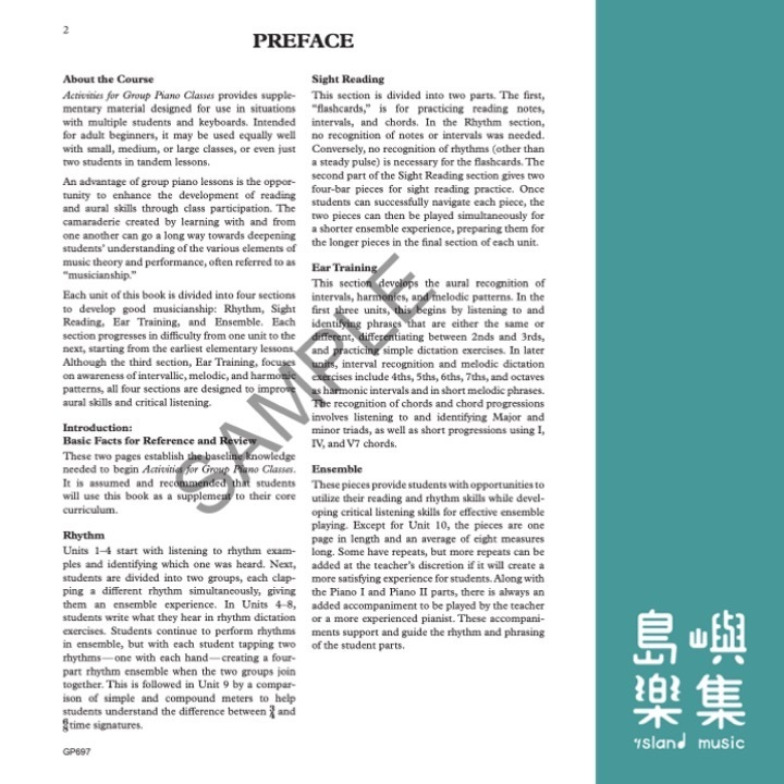 Activities for Group Piano Classes, Book 1